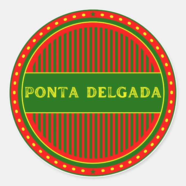 Pegatina Redonda Ponta Delgada City Emblem – Portuguese Identity (Anverso)
