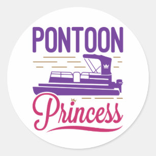 Pegatina Redonda Pontoon Princess Pontooning Motor Booting