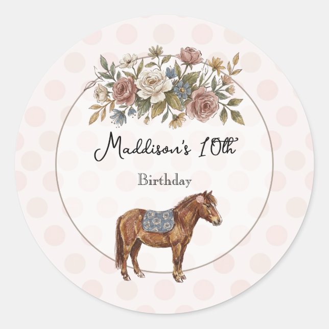 Pegatina Redonda Pony (Anverso)