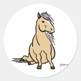Pegatina Redonda Pony de Palomino