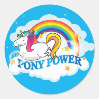 Pegatina Redonda Pony Power Unicorn