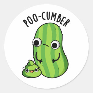 Pegatina Redonda Poo-cumber Funny Cucumber Pun