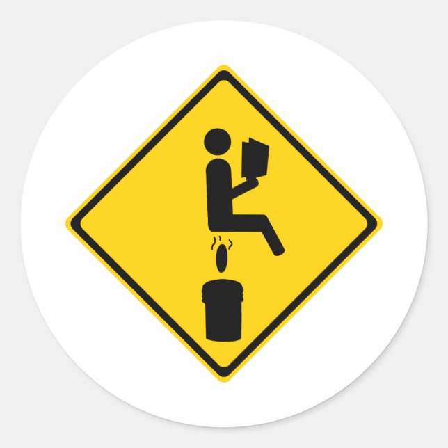 Pegatina Redonda Poo en el cubo (Anverso)