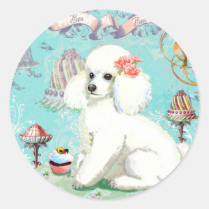 Pegatina Redonda Poodle Cakes
