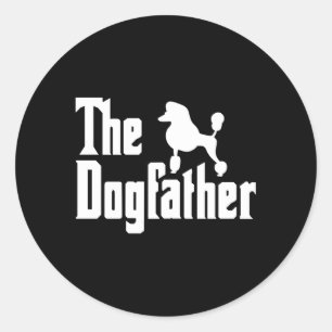 Pegatina Redonda Poodle Dad Poodle Dogfather Standard Poodle Dad