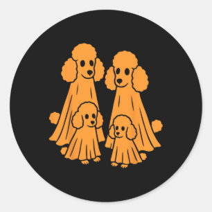 Pegatina Redonda Poodle Halloween Poodle Ghost Family Funny Dog Lov
