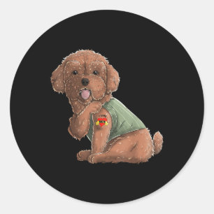 Pegatina Redonda Poodle I love Mom Tattoo Dog Shirny Funny Mothers 