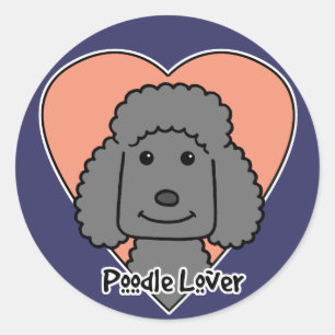 Pegatina Redonda Poodle Lover