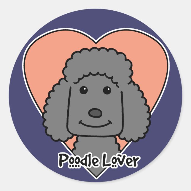 Pegatina Redonda Poodle Lover (Anverso)