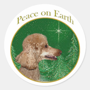 Pegatina Redonda Poodle Peace
