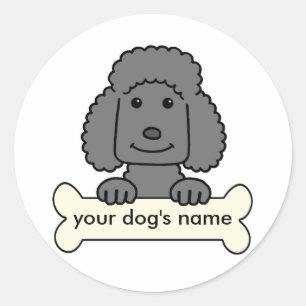 Pegatina Redonda Poodle personalizado