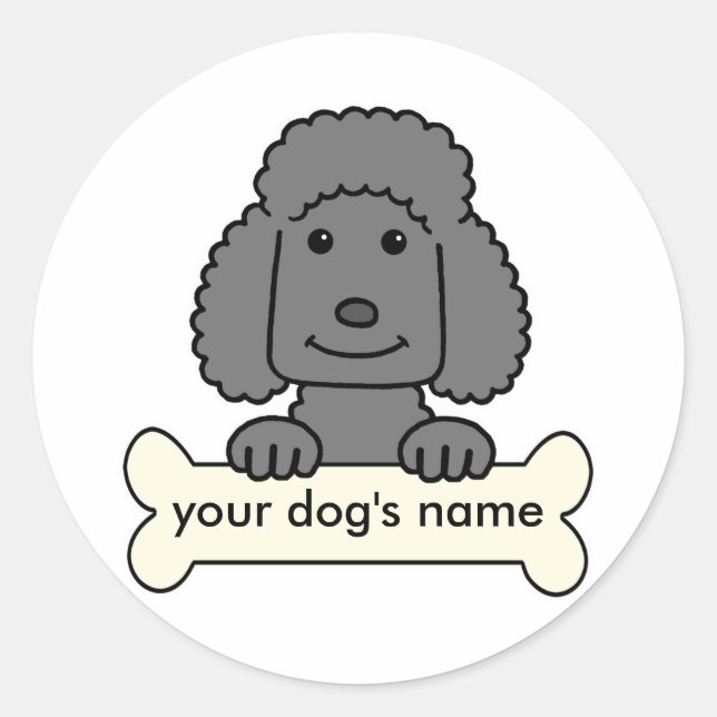 Pegatina Redonda Poodle personalizado (Anverso)