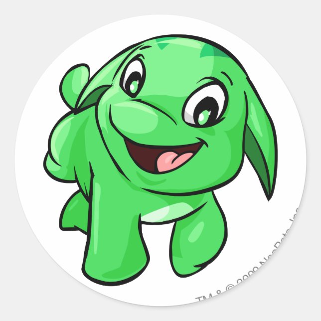 Pegatina Redonda Poogle Green (Anverso)