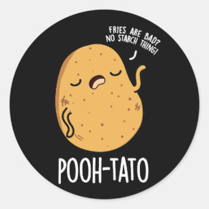 Pegatina Redonda Pooh-tato Funny Potato Pun Dark BG