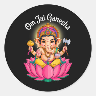 Pegatina Redonda Pooja hindú Ganesha Elefante Dios India Meditación
