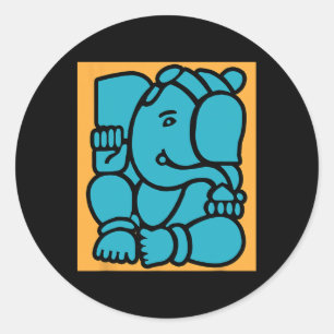 Pegatina Redonda Pooja hindú Ganesha Elefante Dios Yoga Meditación 