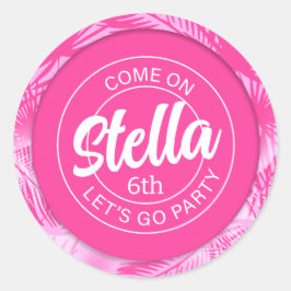 Pegatina Redonda Pool Party Pink Doll