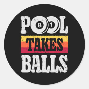 Pegatina Redonda Pool se lleva graciosa Billiards Player 8 Ball Gif