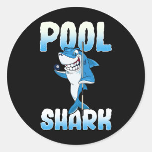 Pegatina Redonda Pool Shark Funny Pool Billiards Player