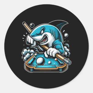 Pegatina Redonda Pool Shark Funny Pool Player Billiard 8-