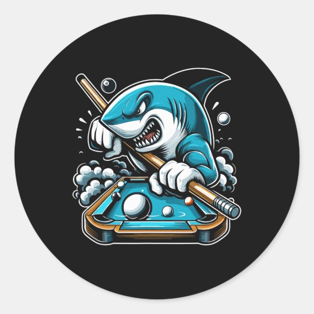 Pegatina Redonda Pool Shark Funny Pool Player Billiard 8- (Anverso)