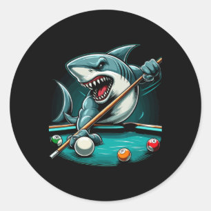 Pegatina Redonda Pool Shark Funny Pool Player Billiard 8-