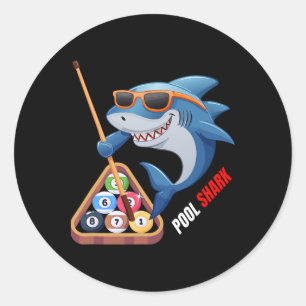 Pegatina Redonda Pool Shark Guay Shark Billiards Player