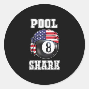 Pegatina Redonda Pool Shark Jersey Guay Gift Top Bar Billiards