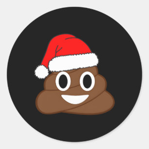 Pegatina Redonda Poop Emoticon Santa Face Emoticon Py