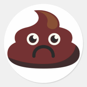 Pegatina Redonda Poop pegatinas 1 : triste