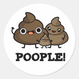 Pegatina Redonda Poopla Funny Poop People Pun