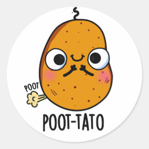 Pegatina Redonda Poot tato gracioso Farting Potato Pun