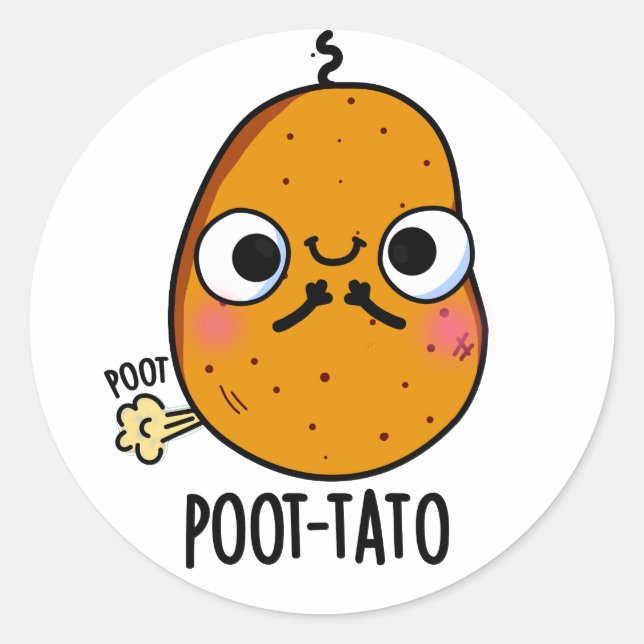 Pegatina Redonda Poot tato gracioso Farting Potato Pun (Anverso)