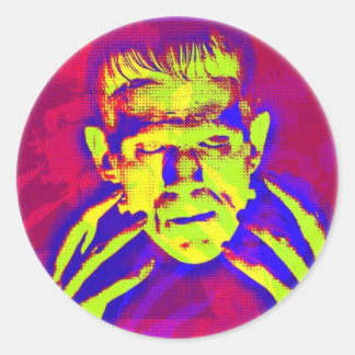 Pegatina Redonda Pop Art Frankenstein