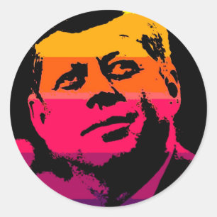 Pegatina Redonda Pop Art Jack JFK John F. Kennedy