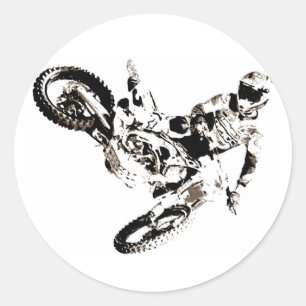 Pegatina Redonda Pop Art Motocross Motoryle Sport