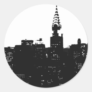 Pegatina Redonda Pop Art New York Silhouette