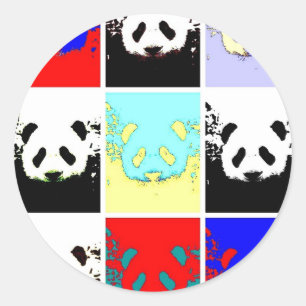 Pegatina Redonda Pop Art Panda
