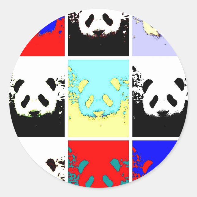 Pegatina Redonda Pop Art Panda (Anverso)