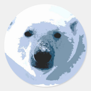 Pegatina Redonda Pop Art Polar Bear