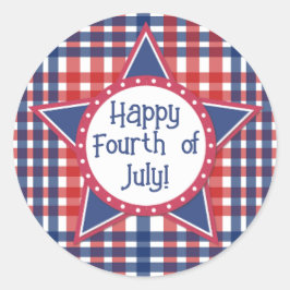 Pegatina Redonda Pop de copo rojo, blanco y azul