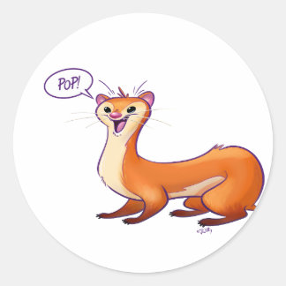 Pegatina Redonda POP GOMA LA WEASEL de Jeff Willis Art