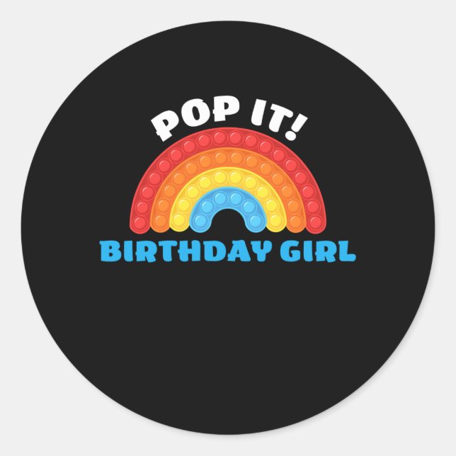Pegatina Redonda Pop it Dot Day Rainbow para Chica de cumpleaños (Anverso)