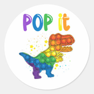 Pegatina Redonda Pop It Fidget Juguetes Dinosaur T-Rex Niños pequeñ