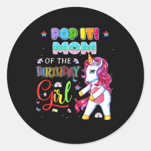 Pegatina Redonda Pop It Mom of the Birthday Chica Fidget Family Mat