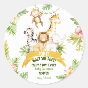 Pegatina Redonda Pop it When ella Pops Safari Animals