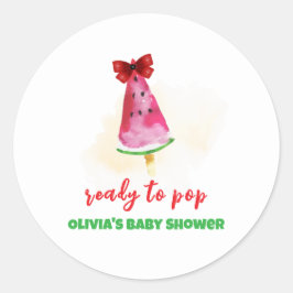 Pegatina Redonda Popcicle Preparado Para Pop Ice Cream Baby Shower