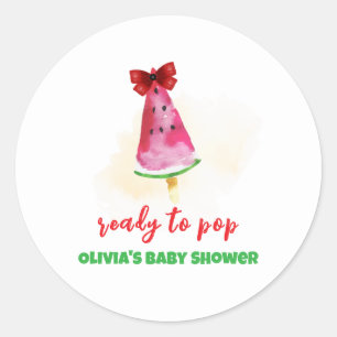 Pegatina Redonda Popcicle Preparado Para Pop Ice Cream Baby Shower