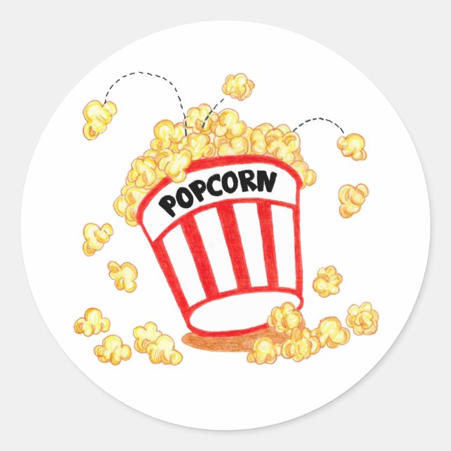 Pegatina Redonda Popcorn (Anverso)