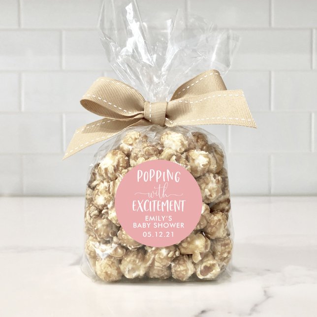Pegatina Redonda Popcorn Baby Shower Popping with Excitation Favor (Subido por el creador)